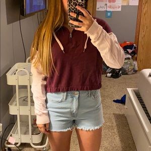 Hollister cropped quarter zip jacket